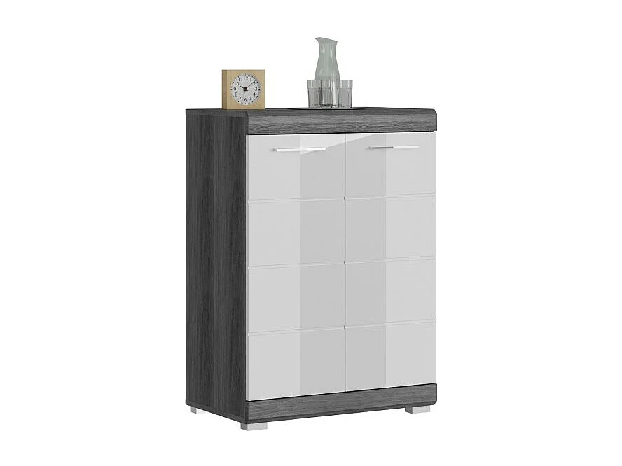 Buffet SCOTT – 2 deuren – Donkergrijs en wit – 60x85x37 cm