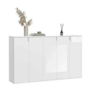 Buffet BODITE – 5 deuren – Hoogglans wit – Elegantie en optimale opbergruimte