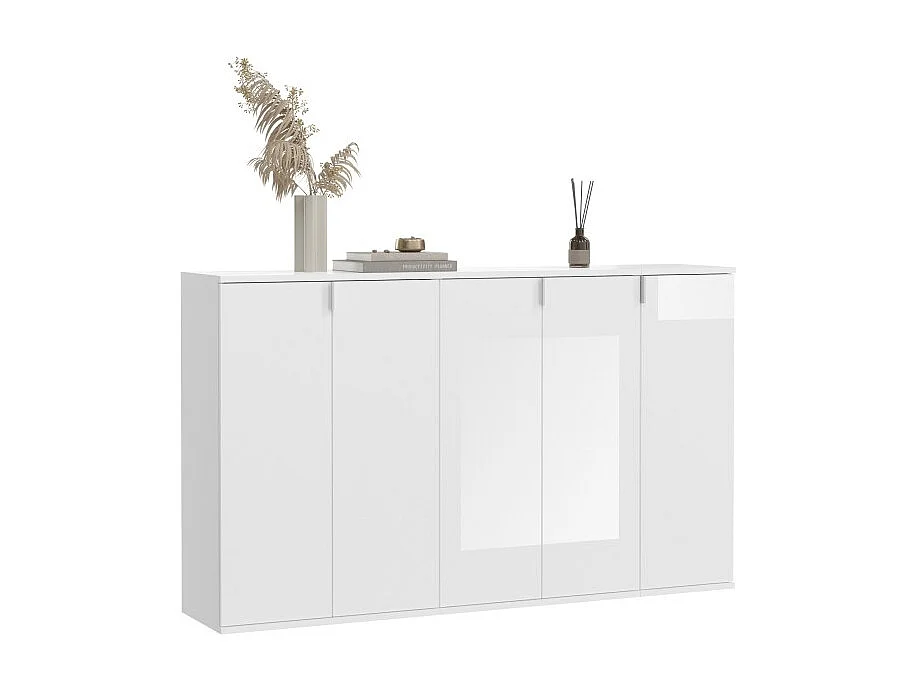 Buffet BODITE – 5 deuren – Hoogglans wit – Elegantie en optimale opbergruimte