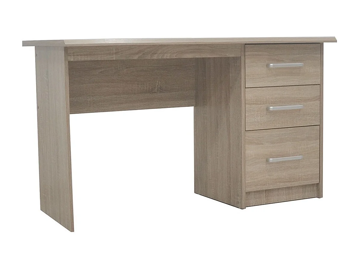 Bureau recht PRAGUE – 3 laden – Kleur sonoma eik – Functioneel ontwerp
