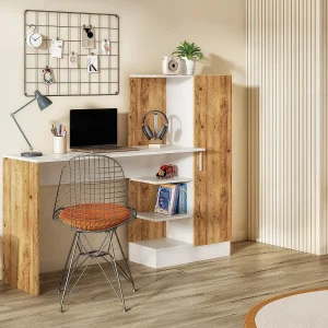 Bureau met opbergruimtes – Naturel en wit – MILARIA – Koop nu goedkoop meubels online