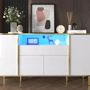Buffet 150x40x80 cm – met 1 lade – met 4 deuren – wit