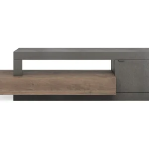 Buffet 1 deur 3 laden, collectie DOMI, antracietgrijs/donkereiken, voor een design woonkamer