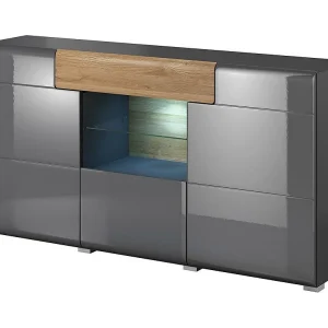 Buffet 160cm collectie OHIO. Kleur antracietgrijs en eiken. LED inbegrepen