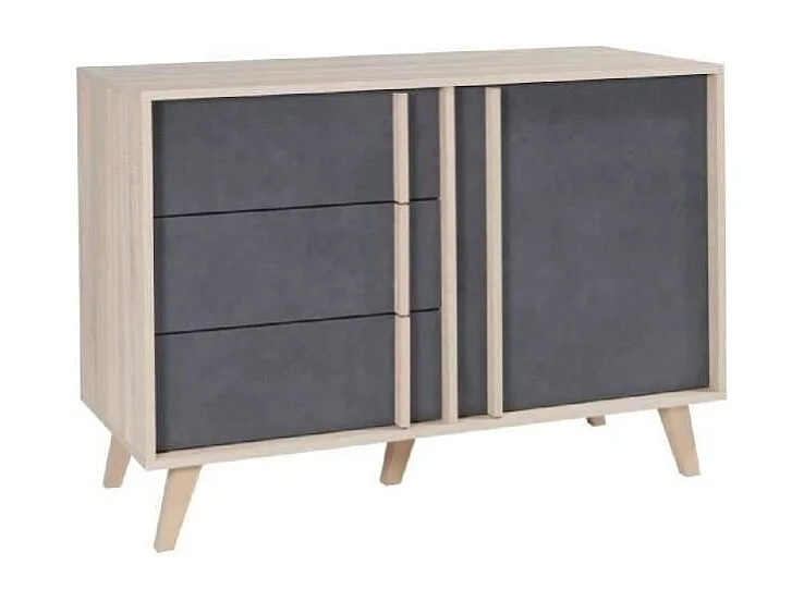 Buffet ENFILADE dressoir klein model MALMO licht eiken en betongrijs