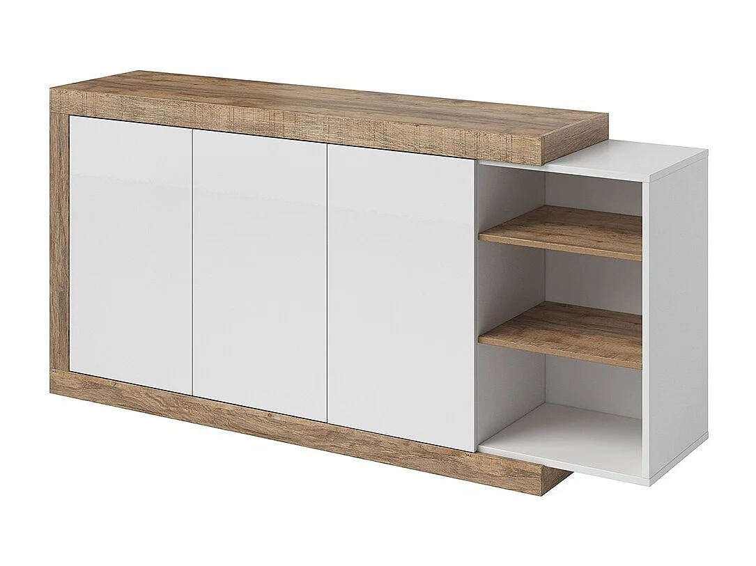 Buffet SINATRA – 180 cm in eiken en glanzend wit