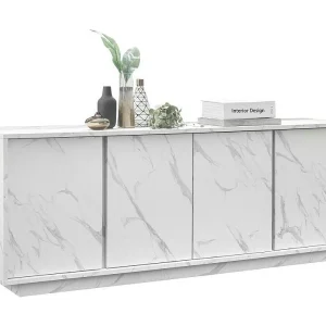 Buffet 4 deuren, collectie COLOMARMO, kleur wit marmer effect, ideaal voor een design woonkamer of eetkamer