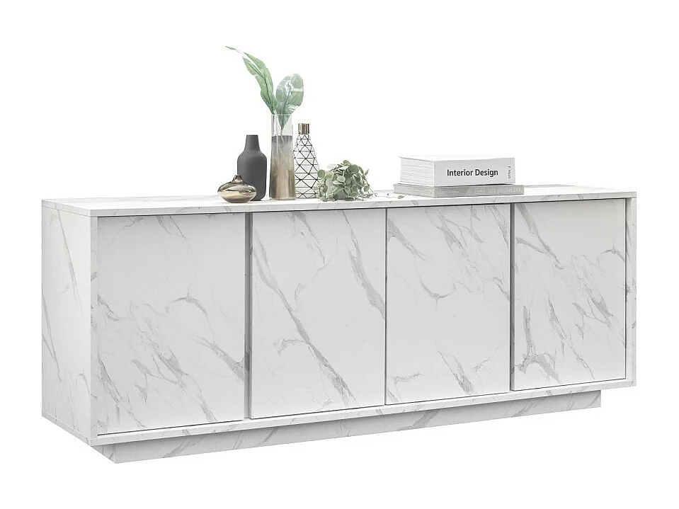 Buffet 4 deuren, collectie COLOMARMO, kleur wit marmer effect, ideaal voor een design woonkamer of eetkamer