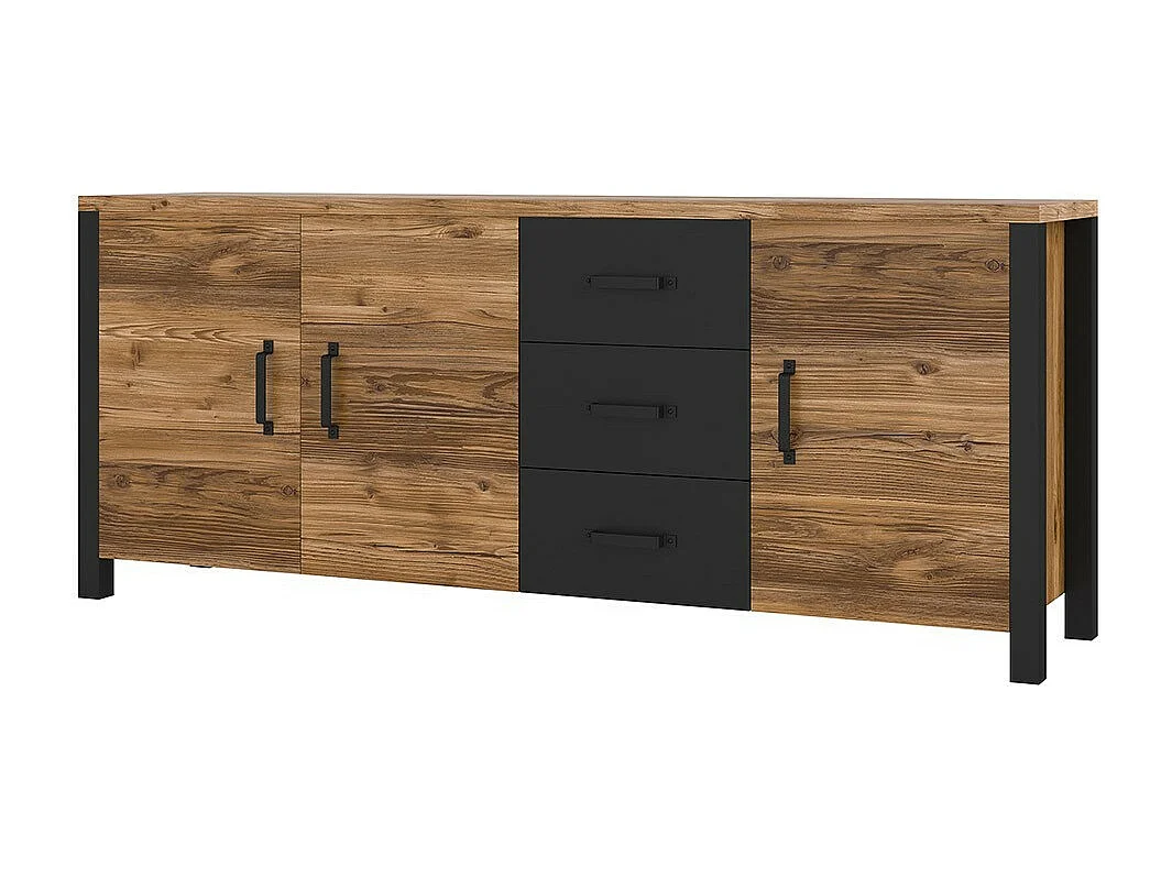 Buffet XL DARWIN – 190 cm in vurenhout en mat zwart