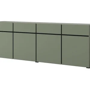 Buffet XL kleur saliegroen 225cm collectie HAVANA. Design dressoir met 4 deuren en 4 laden.