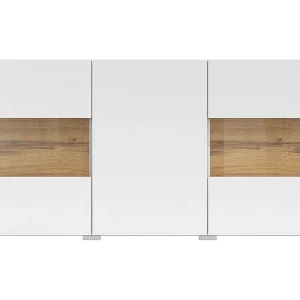 Buffet 120cm collectie EVA met 3 deuren. Kleur wit en eiken. Buffet 120cm collectie EVA met 3 deuren. Kleur wit en eiken.