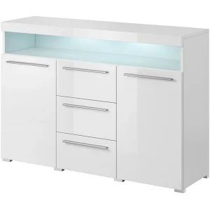 Buffet 130cm voor woonkamer in hoogglans wit uit de collectie BOMBAY Buffet 130cm voor woonkamer in hoogglans wit uit de collectie BOMBAY