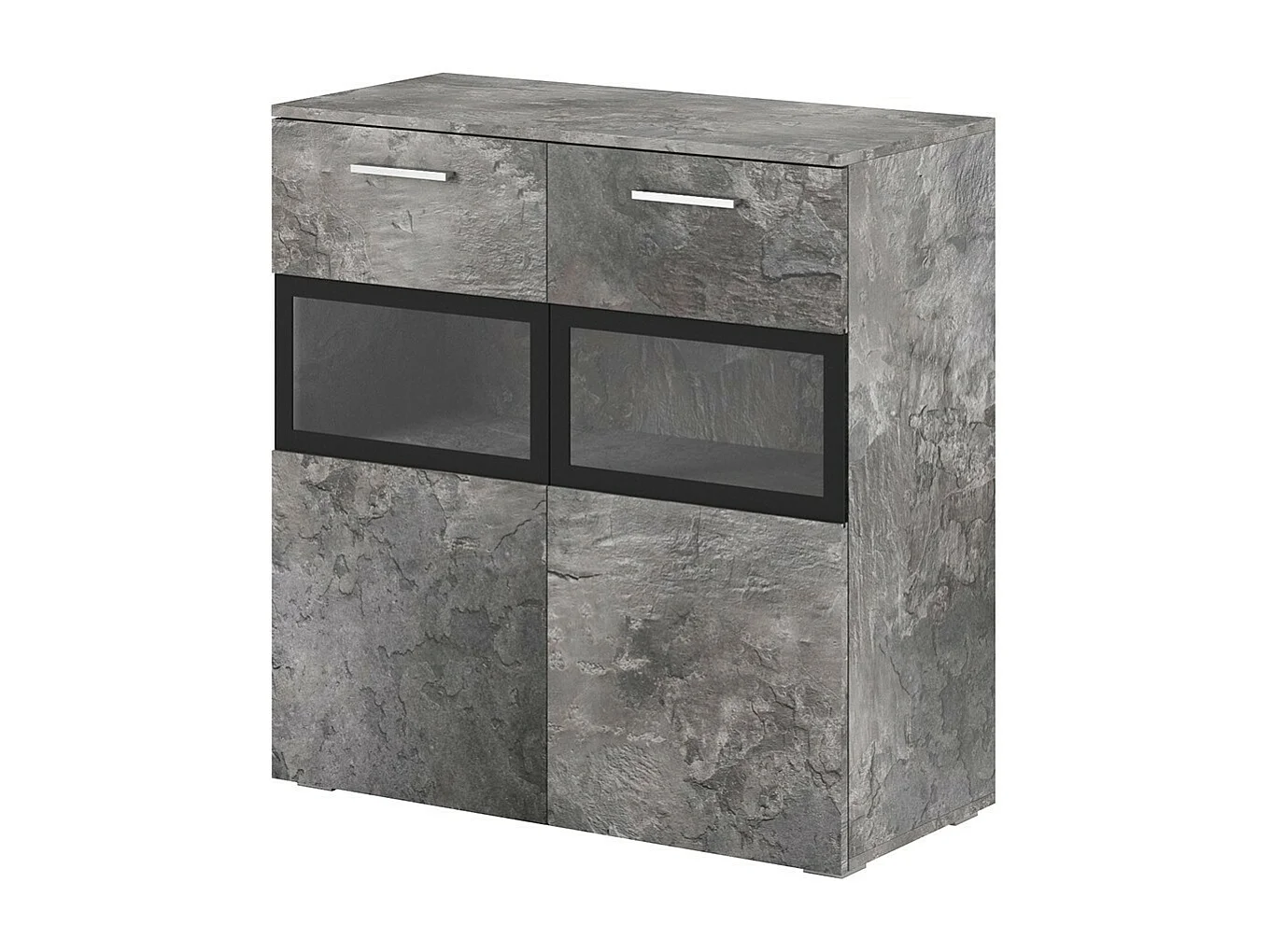 Buffet 90cm voor woonkamer met 2 glazen deuren in leisteen effect kleur uit de CONNOR collectie
