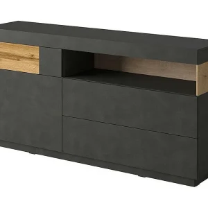 Buffetcollectie KILES 170cm, ingebouwde LED. Kleur antracietgrijs en eiken. Designstijl Buffetcollectie KILES 170cm, ingebouwde LED. Kleur antracietgrijs en eiken. Designstijl
