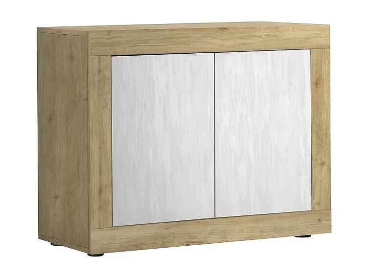Buffet 2 deuren collectie ACCESS. Kleur wit en licht eiken