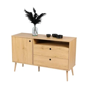 Buffet 1 deur, 1 vak en 2 laden – Klassieke stijl, lichteiken kleur – 120x39x75 cm – Collectie OAKLANDER Buffet 1 deur, 1 vak en 2 laden – Klassieke stijl, lichteiken kleur – 120x39x75 cm – Collectie OAKLANDER