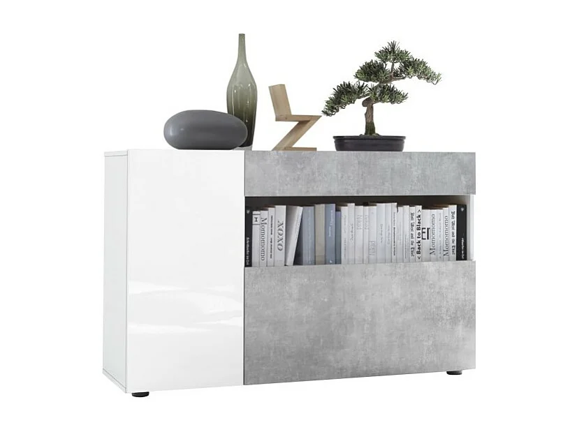 Buffet 1 lade en 2 deuren, collectie KALO, kleur wit betoneffect, ideaal in uw woonkamer