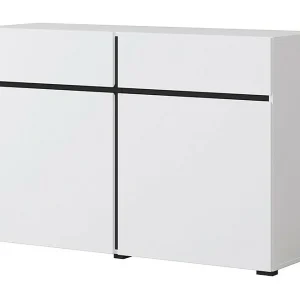 Buffet 120cm kleur wit en zwart collectie HAVANA. Dressoir design met 2 deuren en 2 laden. Buffet 120cm kleur wit en zwart collectie HAVANA. Dressoir design met 2 deuren en 2 laden.