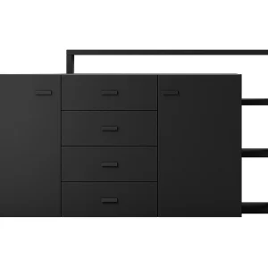 Buffet met ingebouwde plank, collectie BERGAME 180cm. Kleur supermat zwart.