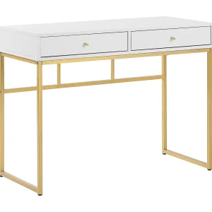 Consoletafel Bureau DAPHNE Wit/goud 100 cm 48 cm met opbergruimte Consoletafel Bureau DAPHNE Wit/goud 100 cm 48 cm met opbergruimte