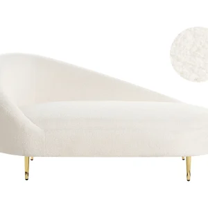 Chaise longue bouclé wit linkszijdig VALREAS Chaise longue bouclé wit linkszijdig VALREAS
