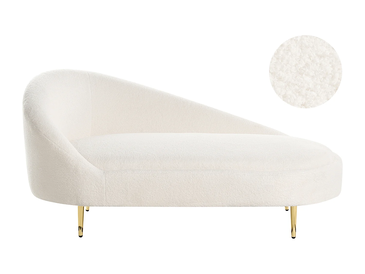 Chaise longue bouclé wit linkszijdig VALREAS