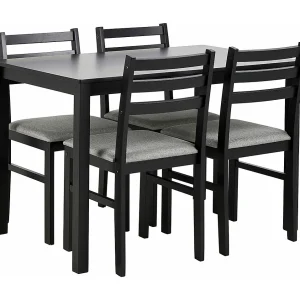 Brayden eethoek tafel en 4 stoelen 70x110cm zwart.