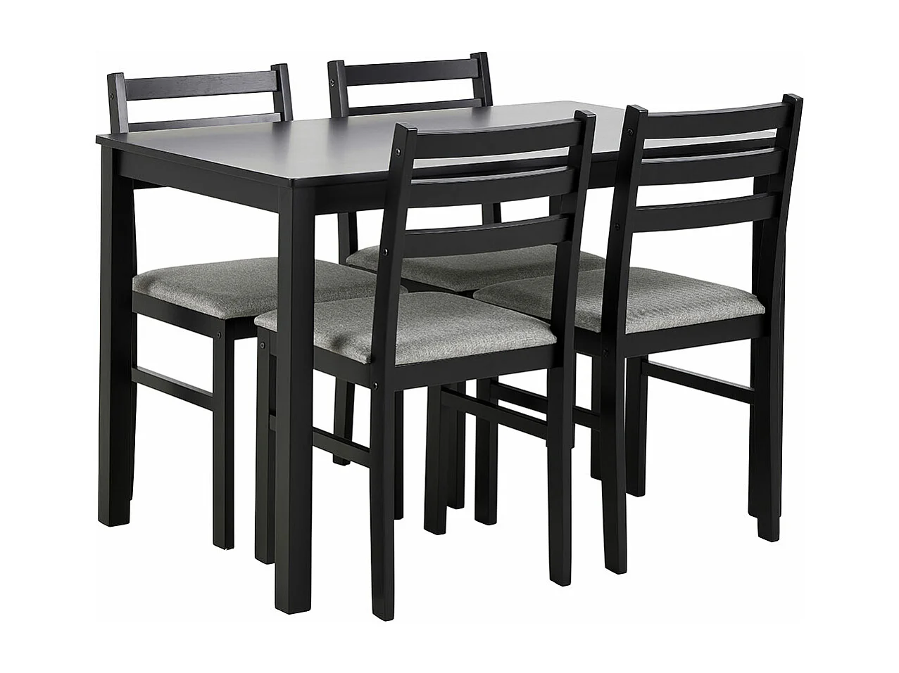 Brayden eethoek tafel en 4 stoelen 70x110cm zwart.