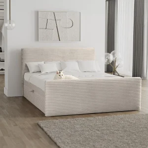 Boxspringbed met bedbodem en topper TRENTO stof pluche corduroy 200×200 cm Ecru H3-Bonell Boxspringbed met bedbodem en topper TRENTO stof pluche corduroy 200×200 cm Ecru H3-Bonell