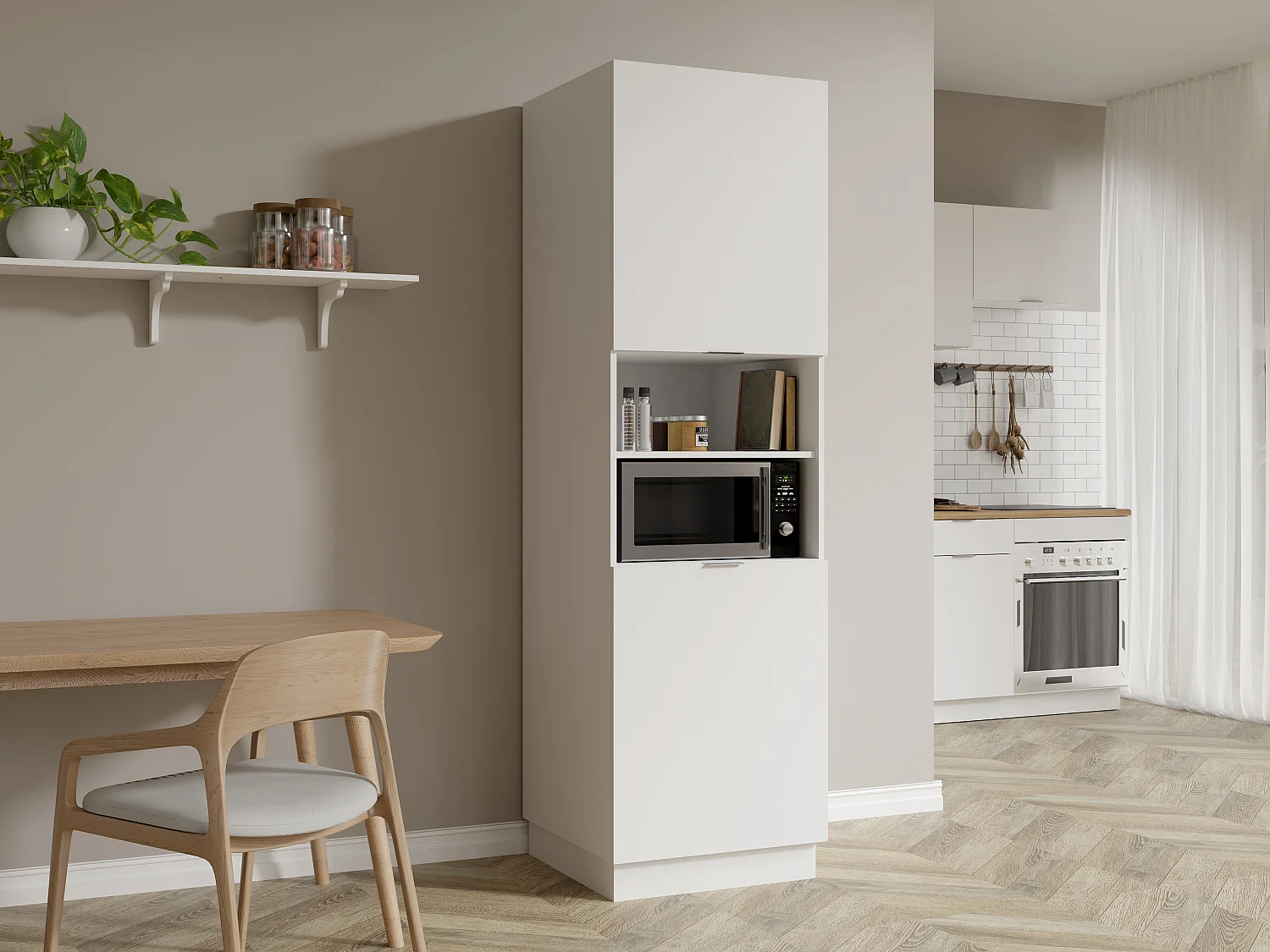 Keukenbuffet met 2 deuren en 2 nissen - Wit - CARMEO