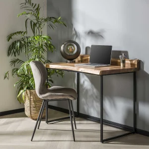 Bureau Live Edge – 110x60x76 – Hout – Metaal Onderstel – Bruin