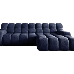 CAMPILE hoekbank met elektrisch verstelbare zitting, verstelbare hoofdsteunen, indeling links, 288x119x85 cm, kleur marineblauw CAMPILE hoekbank met elektrisch verstelbare zitting, verstelbare hoofdsteunen, indeling links, 288x119x85 cm, kleur marineblauw