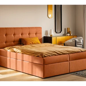 Boxspringbed met matras en bedkast, LUDANO stof Noel Orange 120×200 cm H2-Pocket