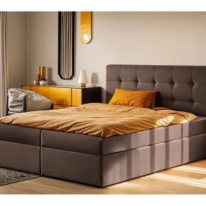 Boxspringbed met matras en bedkast, LUDANO bedstof Noel Brown 160×200 cm H3-Bonell Boxspringbed met matras en bedkast, LUDANO bedstof Noel Brown 160×200 cm H3-Bonell