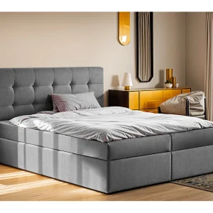 Boxspringbed met matras en bedkast, LUDANO stof Noel Grey 180×200 cm H2-Pocket