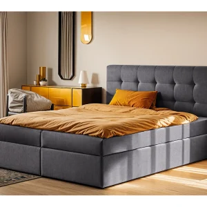 Boxspringbed met matras en bedkast, LUDANO bedstof Noel donkergrijs 120×200 cm H3-Bonell Boxspringbed met matras en bedkast, LUDANO bedstof Noel donkergrijs 120×200 cm H3-Bonell