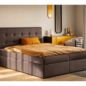 Boxspringbed met matras en bedstee, LUDANO stof Noel Brown 120×200 cm H2-Pocket