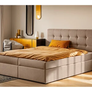 Boxspringbed met matras en bedkast, LUDANO bedstof Noel Beige 140×200 cm H3-Bonell Boxspringbed met matras en bedkast, LUDANO bedstof Noel Beige 140×200 cm H3-Bonell
