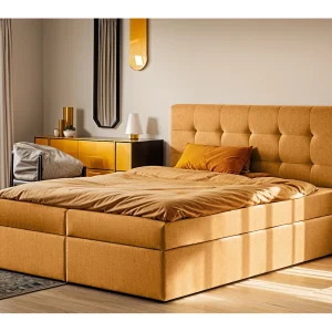 Boxspringbed met matras en bedbodem, LUDANO bedstof Soro Orange 160×200 cm H3-Bonell Boxspringbed met matras en bedbodem, LUDANO bedstof Soro Orange 160×200 cm H3-Bonell