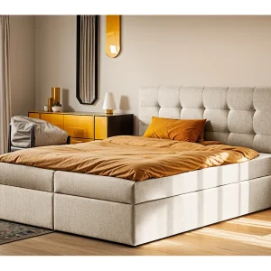 Boxspringbed met matras en bedbodem, LUDANO stof Soro lichtbeige 180×200 cm H3-Bonell Boxspringbed met matras en bedbodem, LUDANO stof Soro lichtbeige 180×200 cm H3-Bonell