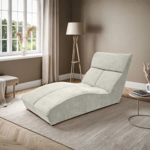 Chaiselongue SAN DIEGO in beige fluweel Chaiselongue SAN DIEGO in beige fluweel