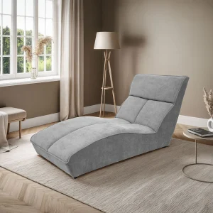 Chaiselongue SAN DIEGO in lichtgrijs fluweel Chaiselongue SAN DIEGO in lichtgrijs fluweel