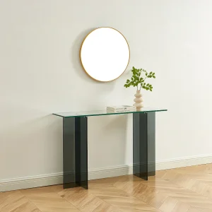 Gehard glazen console – Transparant en Antraciet – BYLENA