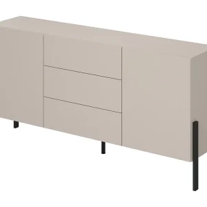 Buffet SALMA 2 deuren & 3 laden Push-to-Open – beige & mat zwart, 184×90×40 cm Buffet SALMA 2 deuren & 3 laden Push-to-Open – beige & mat zwart, 184×90×40 cm