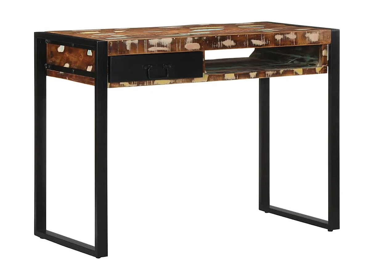 Bureau 100x50x75 cm massief gerecycled hout meerkleurig