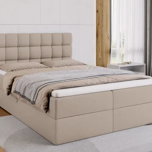 Boxspringbed met hoofdeinde, matras en dekmatras – DAKOTA – 140×200 – beige Boxspringbed met hoofdeinde, matras en dekmatras – DAKOTA – 140×200 – beige