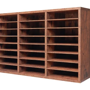 Bureau-Organizer, SucceBuy 24-Vaks Houten Boekenorganizer met Verwijderbare Planken – Donkerbruin Bureau-Organizer, SucceBuy 24-Vaks Houten Boekenorganizer met Verwijderbare Planken – Donkerbruin