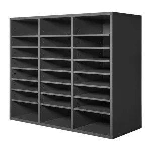 Bureau-Organizer, SucceBuy – 24-Vaks Houten Literatuurorganizer met Verstelbare Planken, Grijs voor Kantoor en Thuis Bureau-Organizer, SucceBuy – 24-Vaks Houten Literatuurorganizer met Verstelbare Planken, Grijs voor Kantoor en Thuis