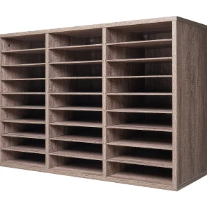 Bureau-Organizer, SucceBuy 27-Vaks Houten Boekenorganizer, Verwijderbare Planken, Zwart-Grijs Bureau-Organizer, SucceBuy 27-Vaks Houten Boekenorganizer, Verwijderbare Planken, Zwart-Grijs