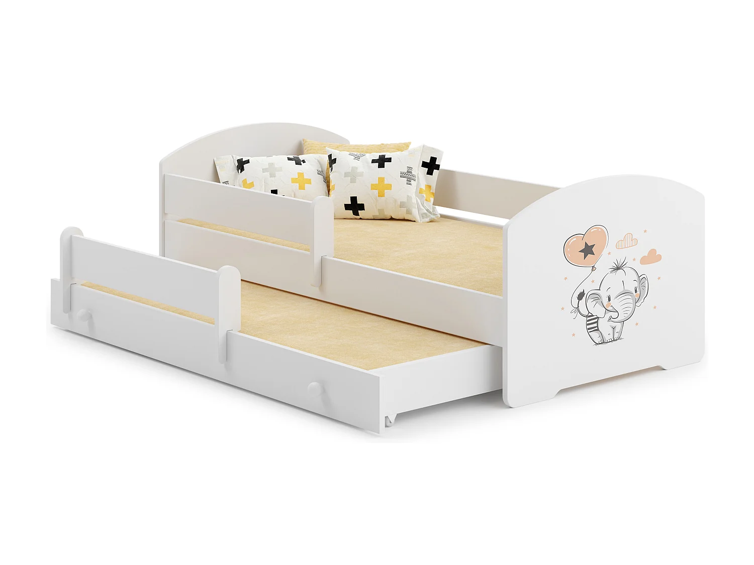 Cama dupla 160 x 80 com colchões e estrados incluídos Kobi Luk Elephant